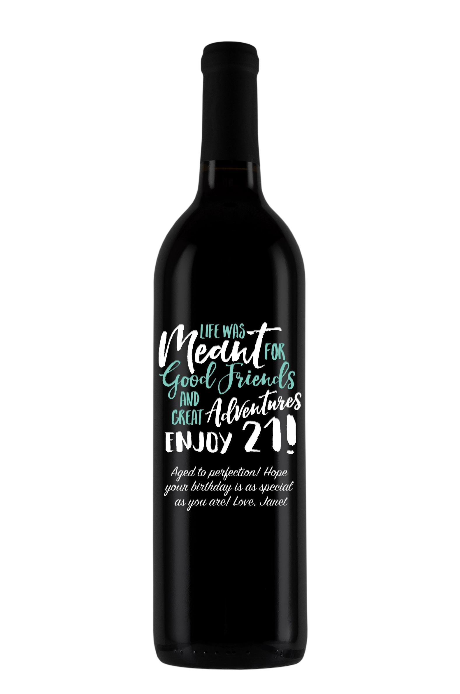 Custom Etched Wine 21st Birthday