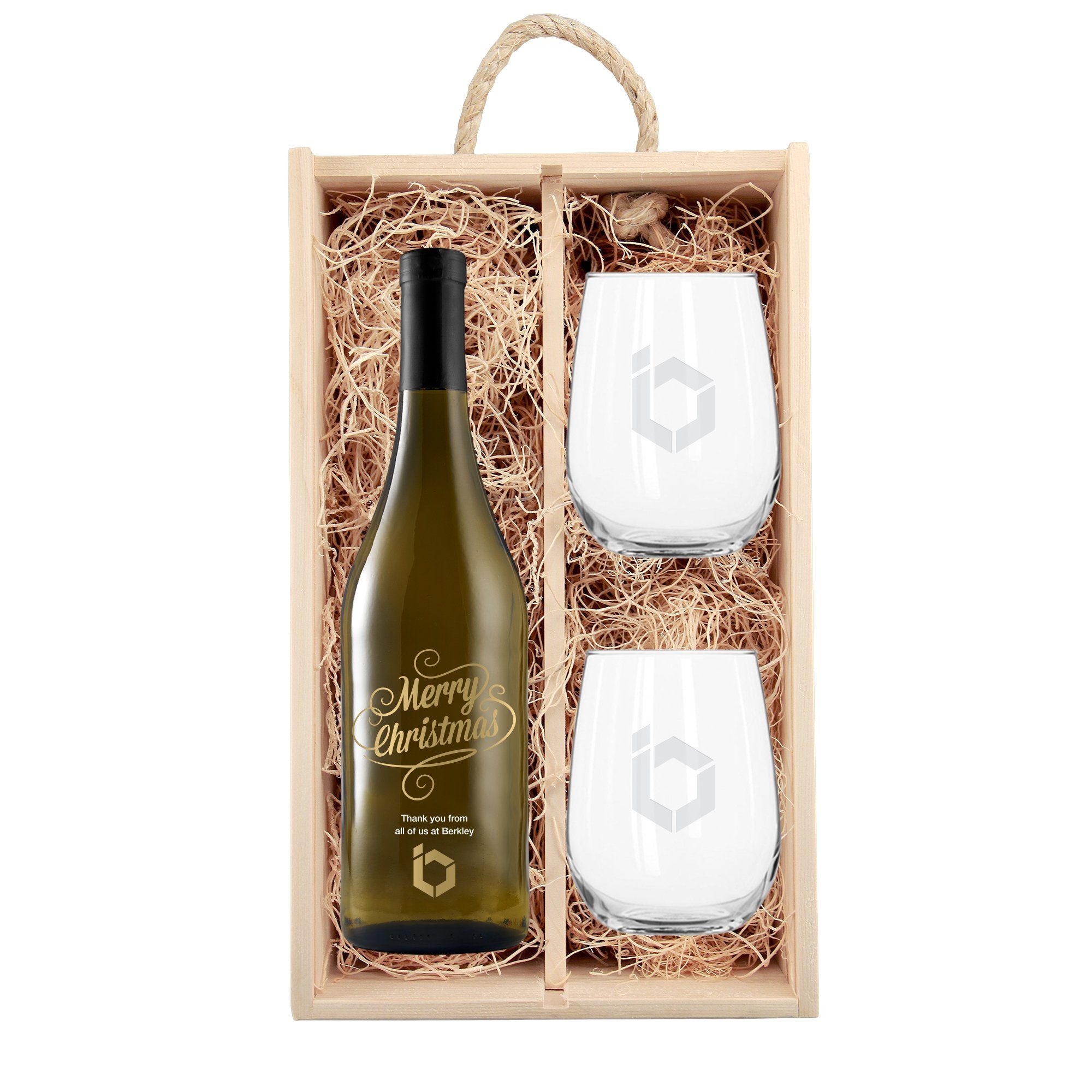 White Wine Christmas Swirl Corporate Gift Set