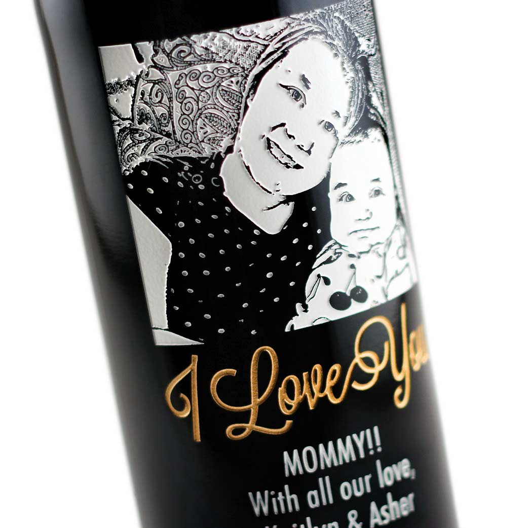 Personalized Etched Wine Bottle Gift for Mom