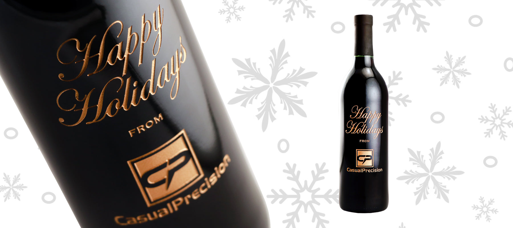 Happy Holidays custom etched wine company Christmas gift by Etching Expressions