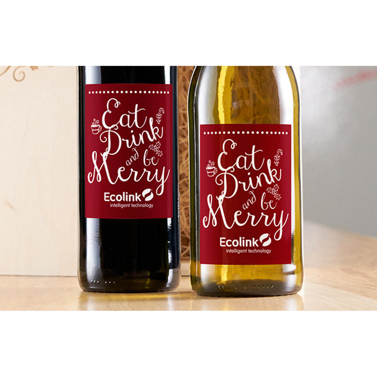 Eat Drink and Be Merry Christmas labeled wine gift