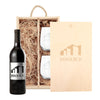 etched red wine bottle gift set for corporate gifts and customer appreciation gifts