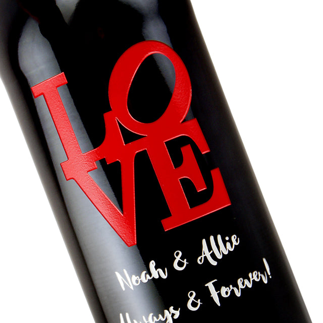 Personalized Valentine's Day wine bottle by Etching Expressions