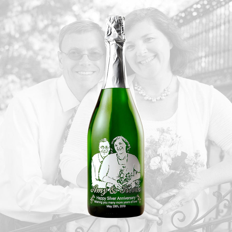 etched champagne wine bottle gift personalized engraved bottle