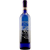 etched blue wine bottle with custom photo by Etching Expressions