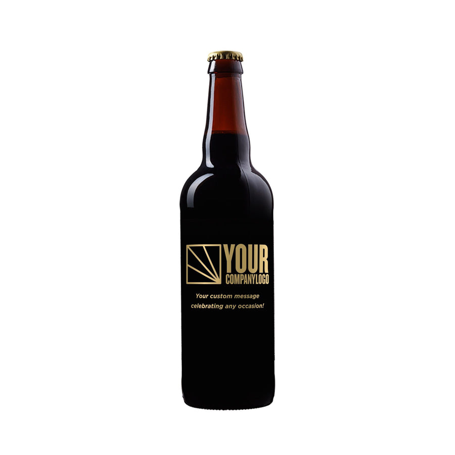 Custom beer bottle with company logo engraved by Etching Expressions