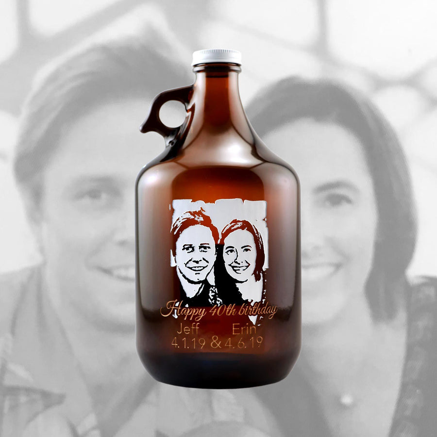 Custom Beer Growler with Your Picture personalized birthday gift by Etching Expressions