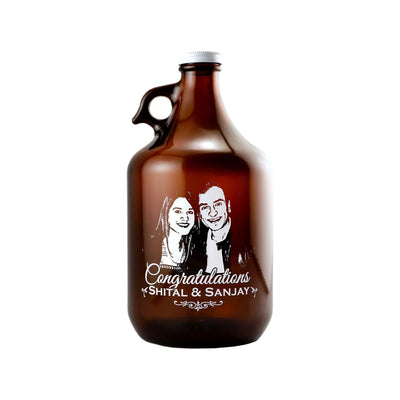 Custom etched beer growler photo upload personalized birthday gift by Etching Expressions