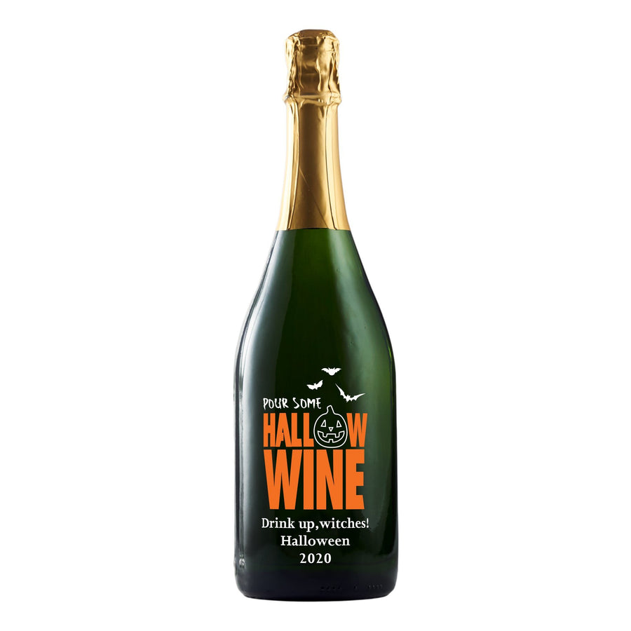 Pour some Hallow-wine custom etched champagne bottle Halloween gift by Etching Expressions