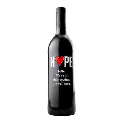 Custom etched red wine - Hope Heart