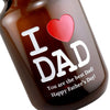 I Love Dad with heart custom engraved beer growler Father's Day gift detailed closeup by Etching Expressions