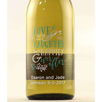 Personalized Etched White Wine Bottle Gifts - Love and Laughter
