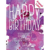 Happy Birthday pink and purple watercolor background custom labeled birthday champagne bottle by Etching Expressions