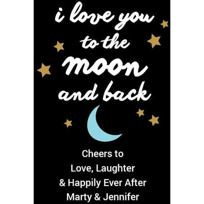 Personal Etched Beer Growler Gift - Moon and Back Stars