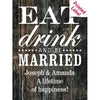 Eat Drink and Be Married custom labeled blue wine bottle wedding gift by Etching Expressions