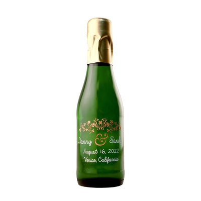 Custom engraved mini Champagne wedding favor by Etching Expressions