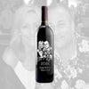 Personalized photo etching on red wine bottle for anniversary gift by Etching Expressions