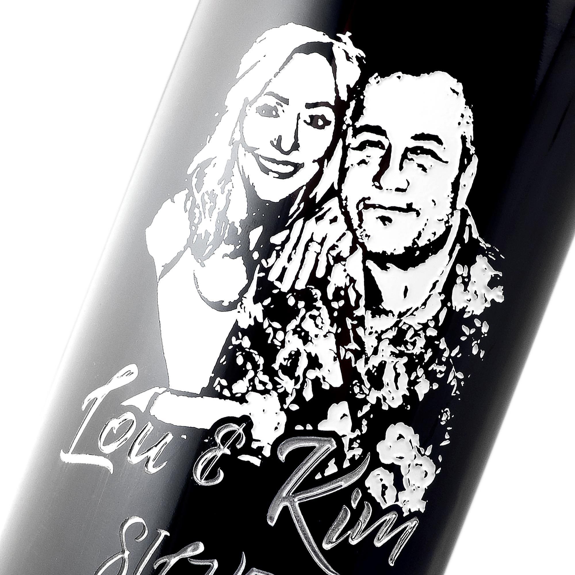 Personalized Etched Red Wine Bottle Gift Upload your own photo EtchingX