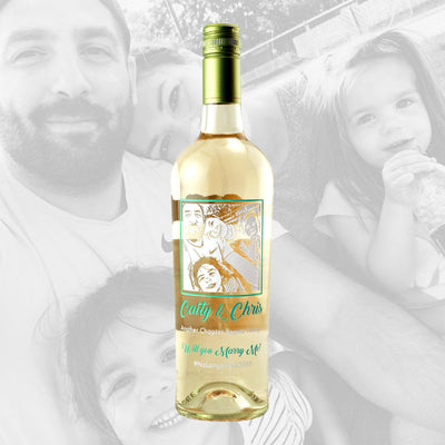 Custom photo white wine bottle gift by Etching Expressions
