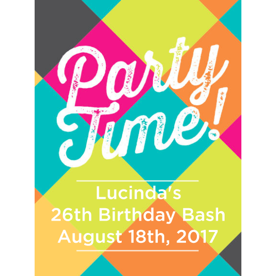 Party Time Custom labeled white wine party favor by Etching Expressions