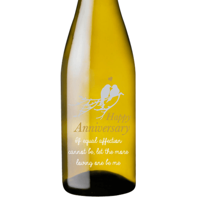 Personalized Etched White Wine Bottle Gifts - Love Birds