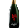 Love written in a heart shape personalized champagne bottle by Etching Expressions