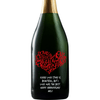 Heart of Love heart shaped design on personalized champagne bottle by Etching Expressions
