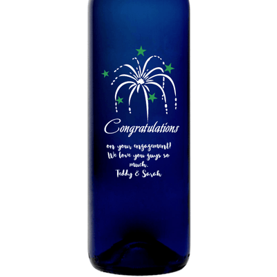 Personalized Blue Bottle - Congratulations Fireworks