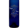 Bride and Groom name fancy etched blue wine bottle wedding gift by Etching Expressions