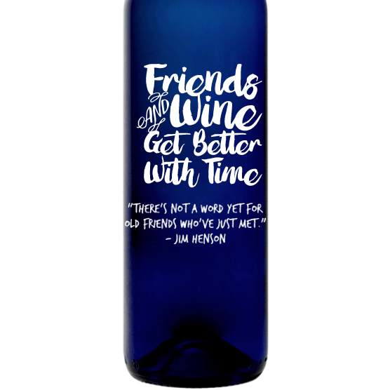 Personalized Blue Bottle - Friends & Wine