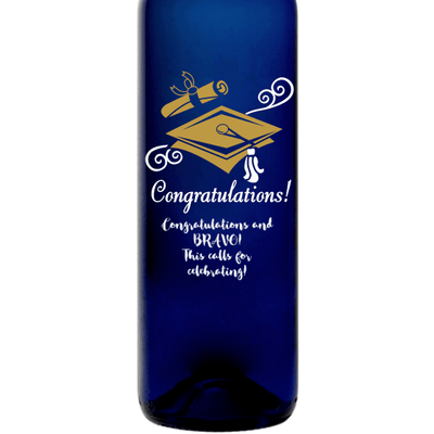 Personalized Blue Bottle - Graduation Cap