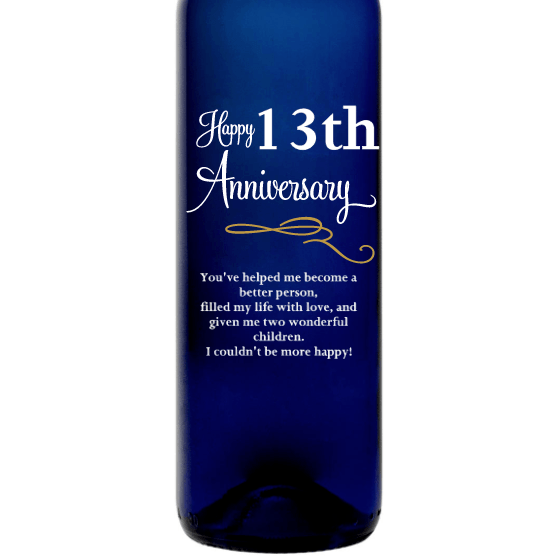 Personalized Blue Bottle - Happy Anniversary Curls