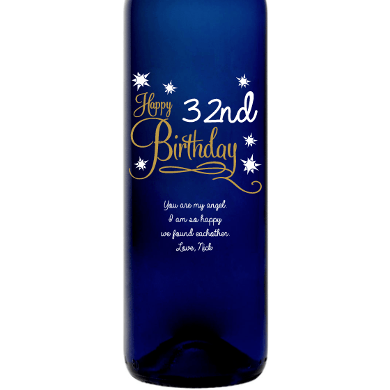 Personalized Blue Bottle - Happy Birthday Stars