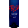 Heart of Love heart shaped etched design on blue wine bottle by Etching Expressions