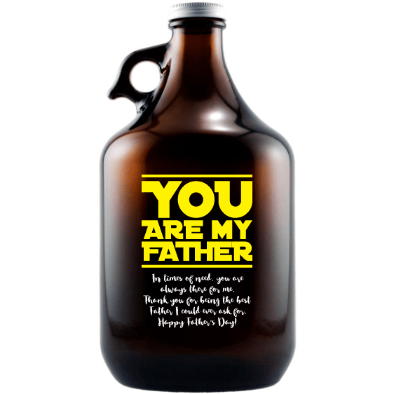 You are My Father custom engraved beer growler Father's Day gift for scifi lover by Etching Expressions