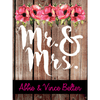Mr & Mrs custom label for blue wine bottles wedding favor by Etching Expressions