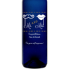 Personalized Etched Moscato Blue Bottle - Mustache and Lips