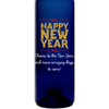 Happy New Year etched blue wine bottle by Etching Expressions