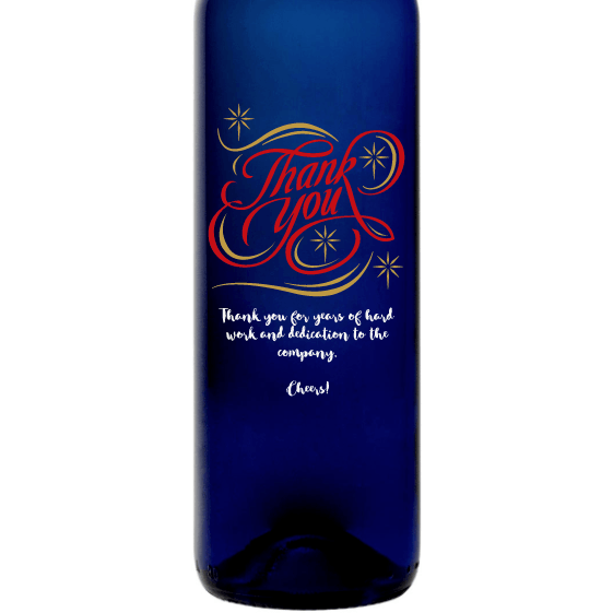 Personalized Blue Bottle - Thank You Swirls