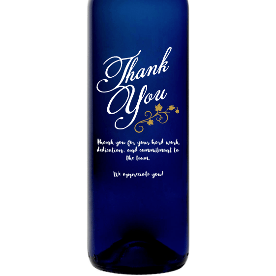 Personalized Blue Bottle - Thank You Vines