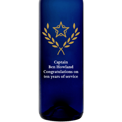 Personalized Blue Bottle - Golden Wreath