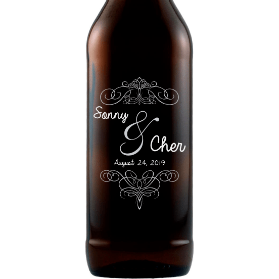Personalized Etched Beer Bottle Gift - Fancy Couple