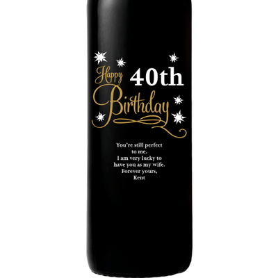 Personalized Etched Red Wine Bottle Gifts - Birthday Stars