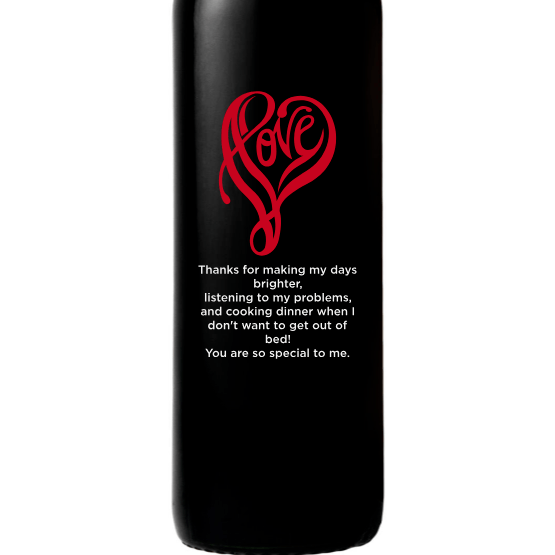 Personalized Red Wine Bottle Gift- Love Shape