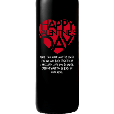 Personalized Etched Red Wine Bottle Gift - Valentines Big Heart
