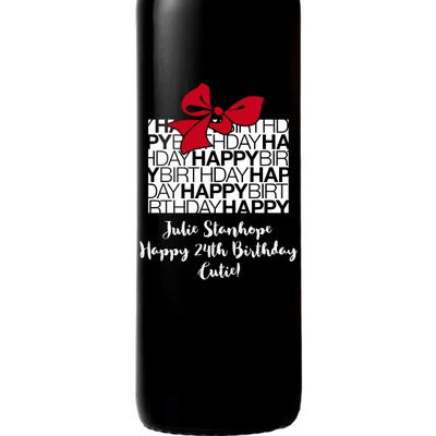 Birthday Gift Box Happy Birthday Custom Engraved Wine Bottle Birthday Gift by Etching Expressions