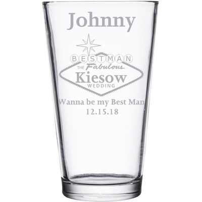 Best Man fabulous design pint glass custom wedding party favor by Etching Expressions
