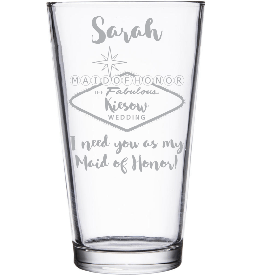 Best Man fabulous design pint glass custom wedding party favor by Etching Expressions