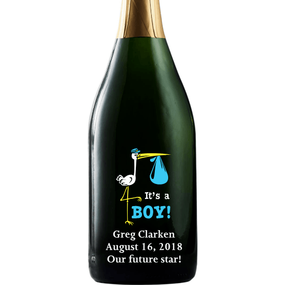 Personalized Champagne Bottle Gift to celebrate newborn baby boy