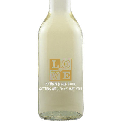 Personalied Mini White Wine Wedding Favors - Love Box Heart Mini